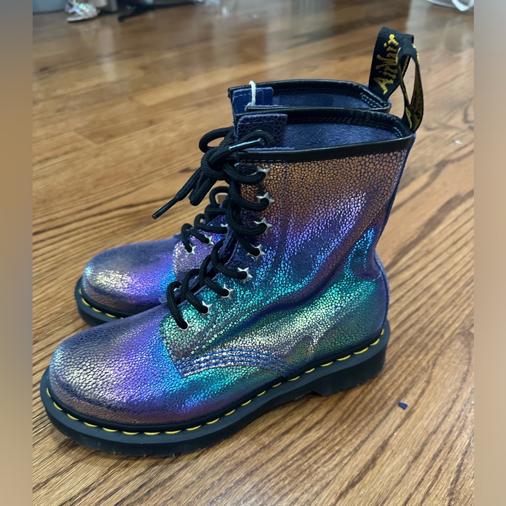 Dr Martens, Rainbow Ray Suede Lace Up Boots - Picture 2 of 4